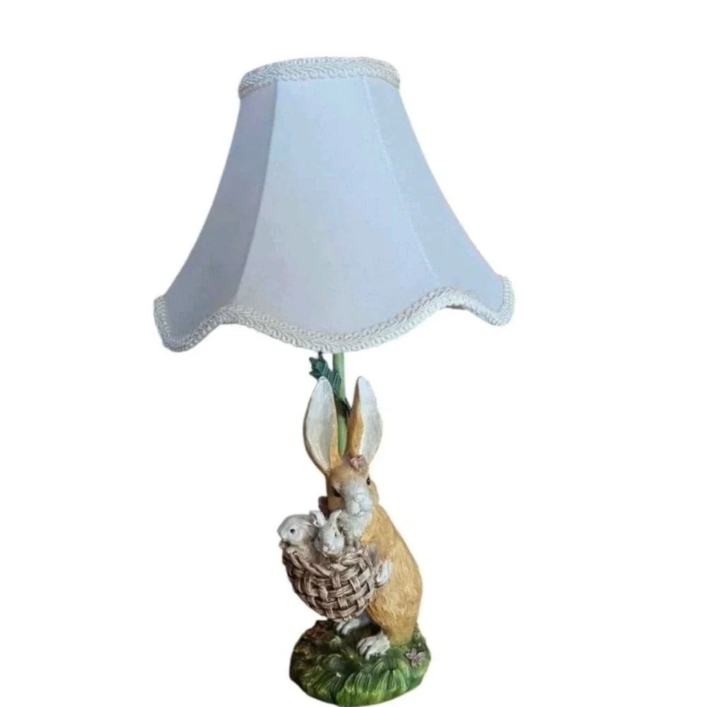 VTG Beatrix Potter Mama Rabbit & Baby Lamp Nursery Decor Woodland Cottagecore